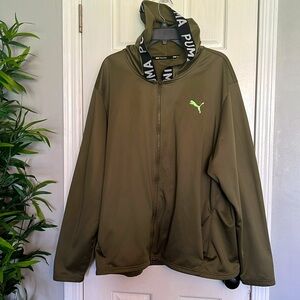 Puma Pro Trainer Green Drab performance athletic jacket EUC XXL